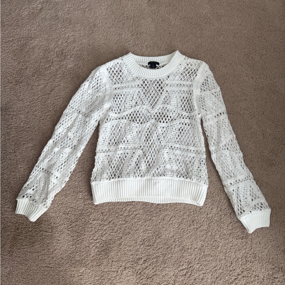 ASbyDF- White Cutout Longsleeve Pullover Shirt - Picture 3 of 6